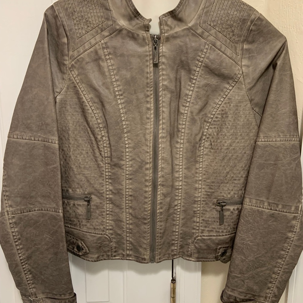 Jou Jou Women's Taupe Leather Jacket